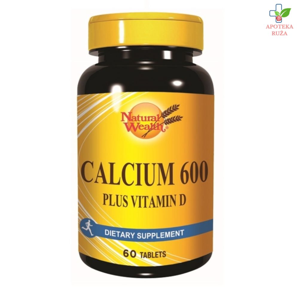 Natural Wealth Kalcijum 600 + vitamin D 60 tableta