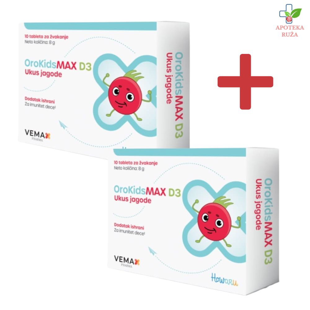 OroKidsmax D3 10 tableta za žvakanje 1+1 GRATIS