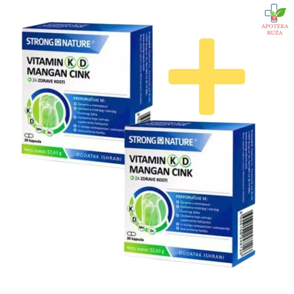 Strong Nature Vitamin K D Mangan Cink 30 kapsula 1+1 GRATIS